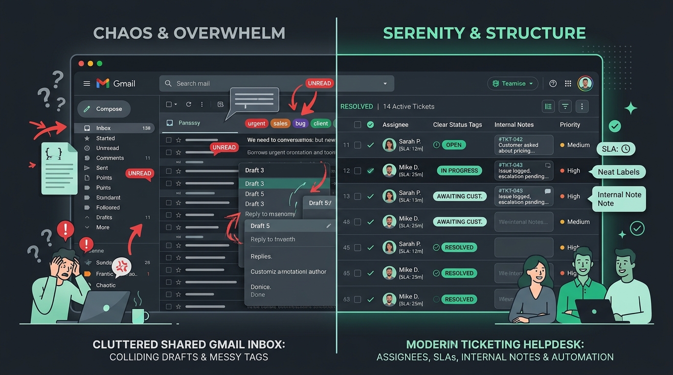 Comparison between complex omnichannel support platform and focused, high-performance email helpdesk